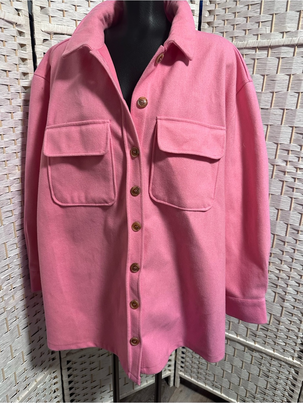 Pink Button-Front Shacket
